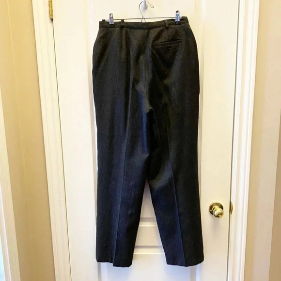 Vintage Wool Trousers High Waisted Pleated Pants Lined Charcoal Grey Size 8 - Picture 4 of 16